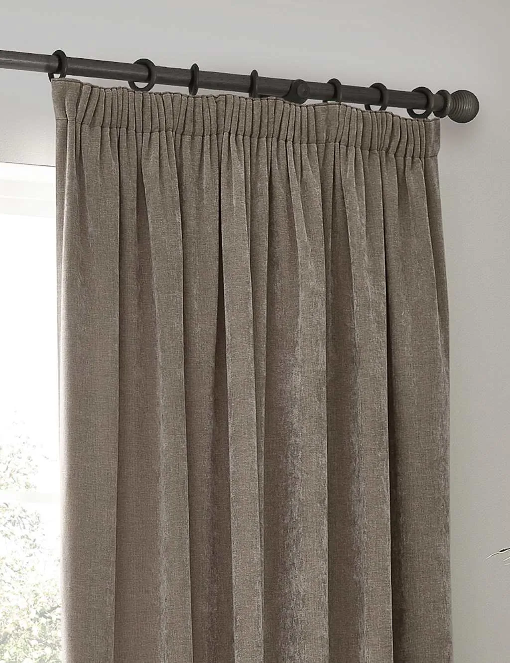 YARD Chenille Blackout Pencil Pleat Curtains Natural