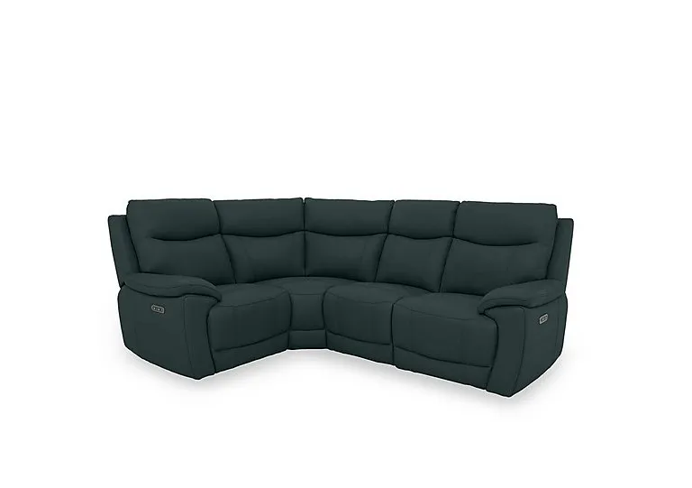 Sloane Leather Small Power Recliner Left Hand Facing Corner Sofa with Power Headrests - Peacock
