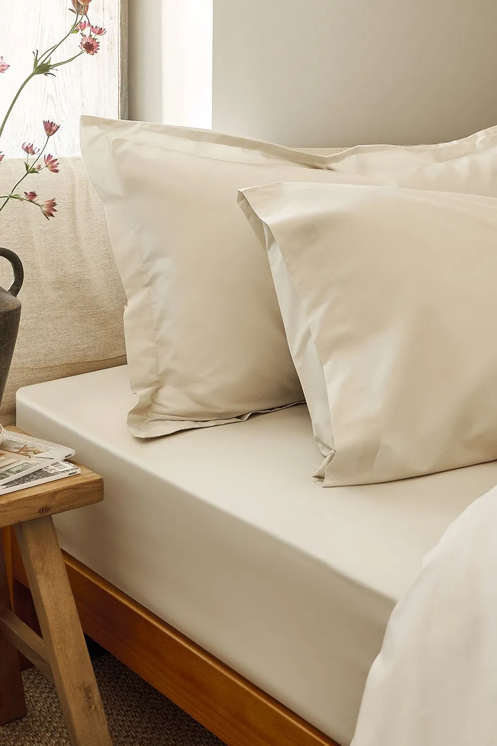 CHRISTY Pure Cotton Percale Fitted Sheets in Beige