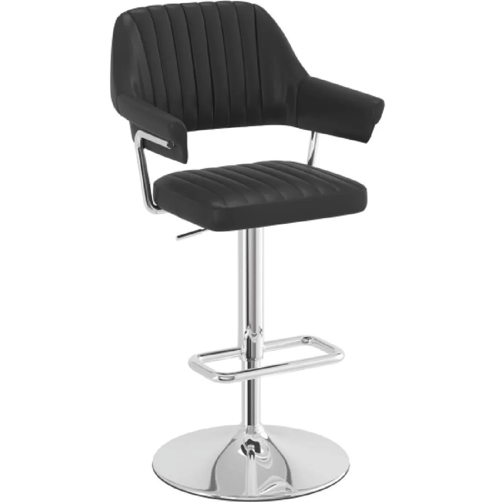 netfurniture Vibe Retro Adjustable Bar Stool Faux Leather Chrome Frame in Black 2