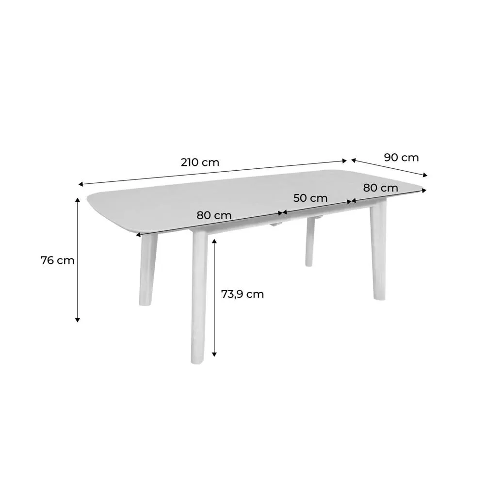 sweeek 4-6 seater extendable rectangular dining table, oak & metal veneer in Beige 5