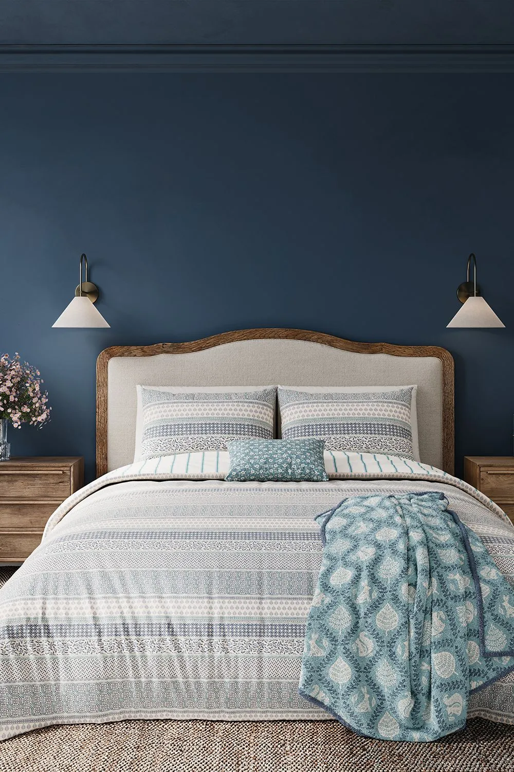 Helena Springfield 'Folk Stripe' Cotton Duvet Cover Set in Teal