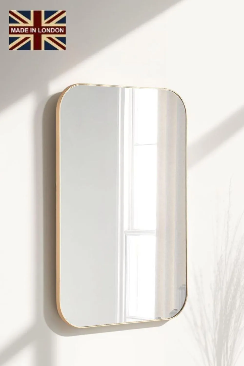 Yearn Mirrors Minimal Curved Mirror Gold 90x60cm