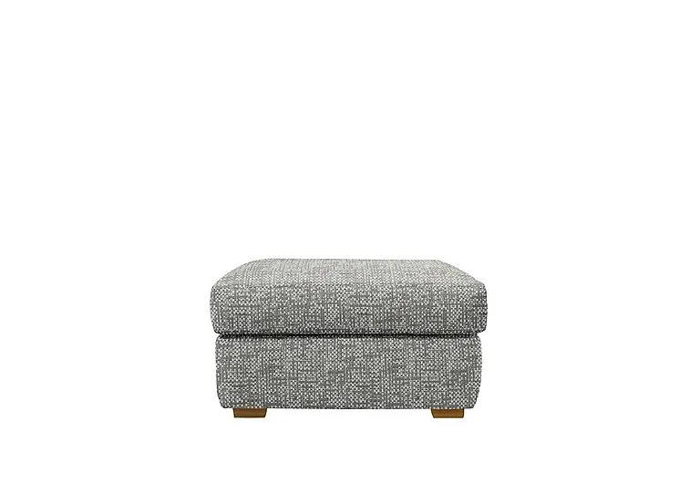 Seattle Fabric Storage Footstool with Wooden Feet - Remco Duck Egg