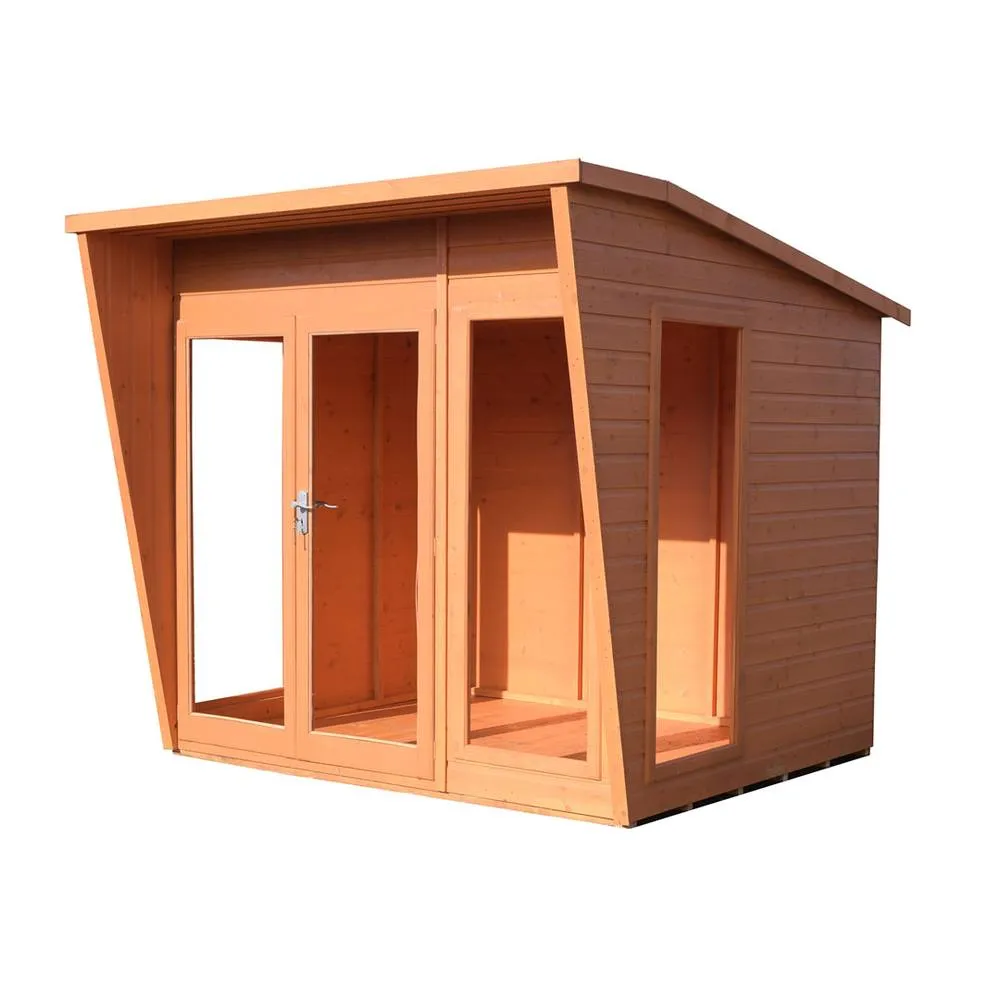 Shires Highclere 8 x 8 Feet Double Door with Three Windows Summerhouse in Light Brown 4