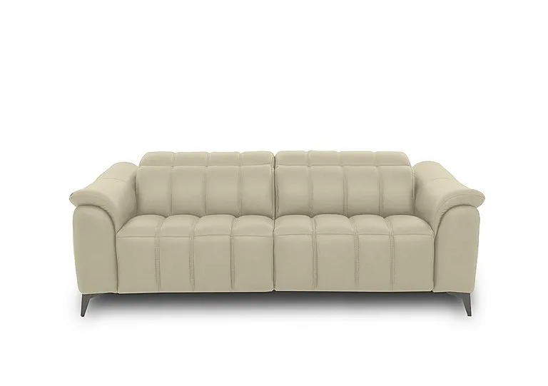 Angelo Leather 3 Seater Power Recliner Sofa with Power Headrests - Natural Sand