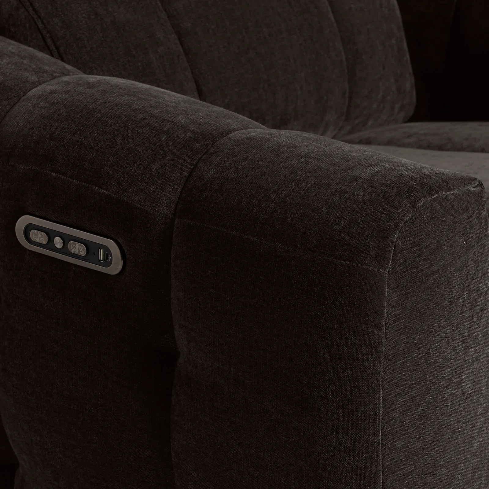 Montgomery Power Recliner Chair & Headrest, Brown Fabric | Barker & Stonehouse 3