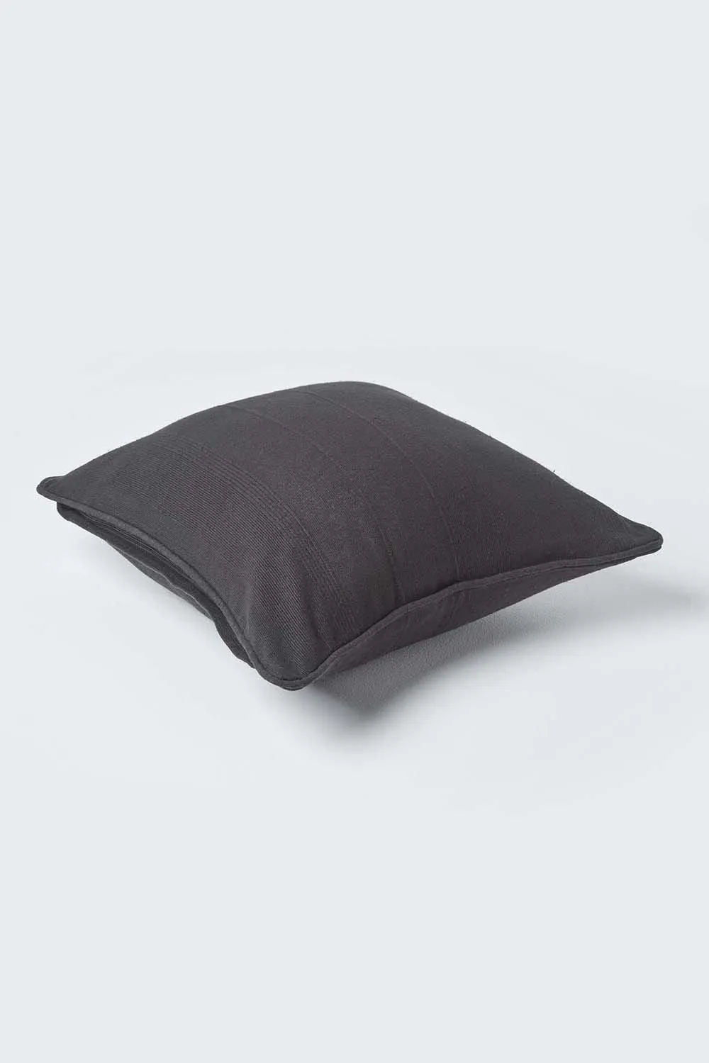Homescapes Cotton Rajput Ribbed Cushion Cover in Black 3