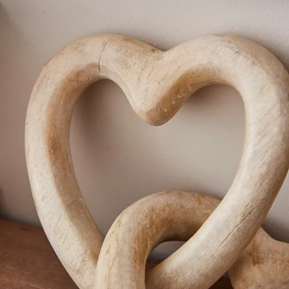 Wooden Linked Hearts Ornament 2