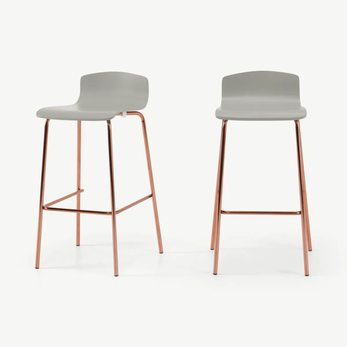 Syrus Set of 2 Bar Stools, Grey & Copper