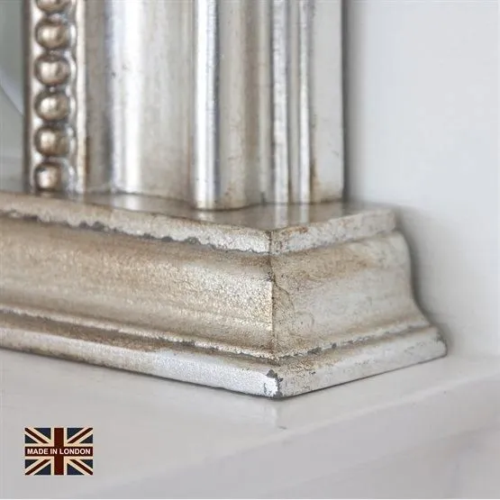 Yearn Mirrors Beaded Overmantle mirror 112(w)x127cm(h) Silver 2