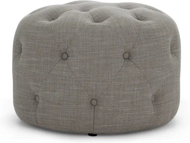 Hampton Small Round Pouffe, Linen Mix Grey