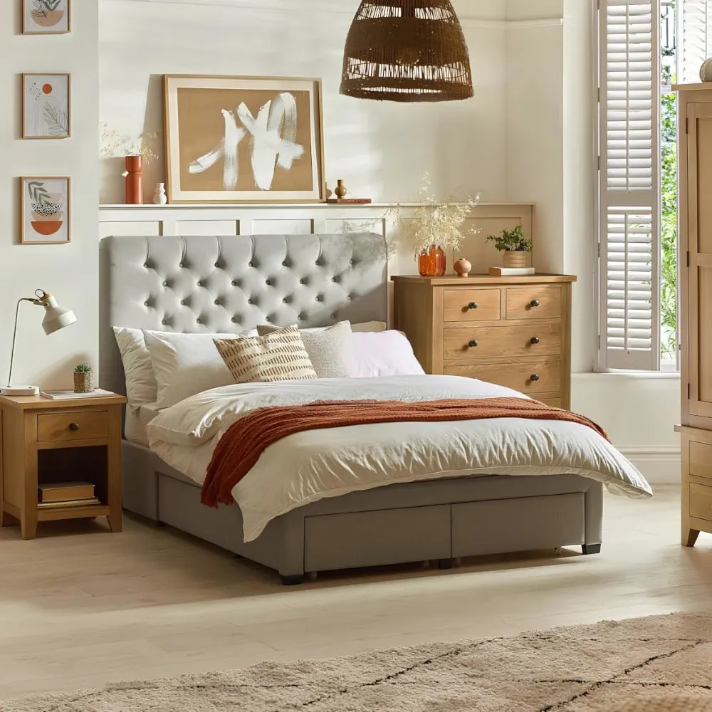 Wilton - Super King Size - 4 Drawer Storage Bed - Grey - Fabric - 6ft - Happy Beds