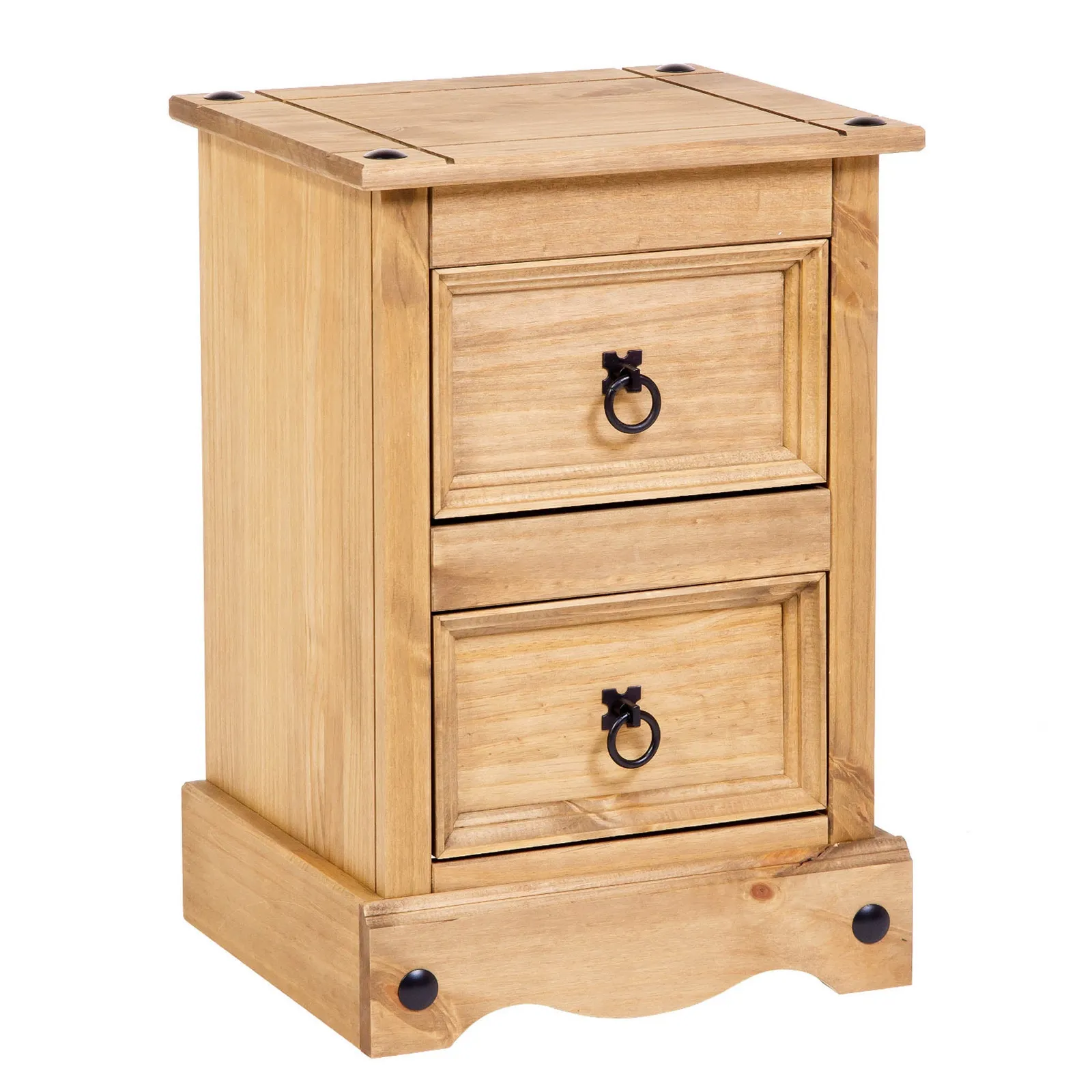 Corona 2 Drawer Bedside Table, Pine