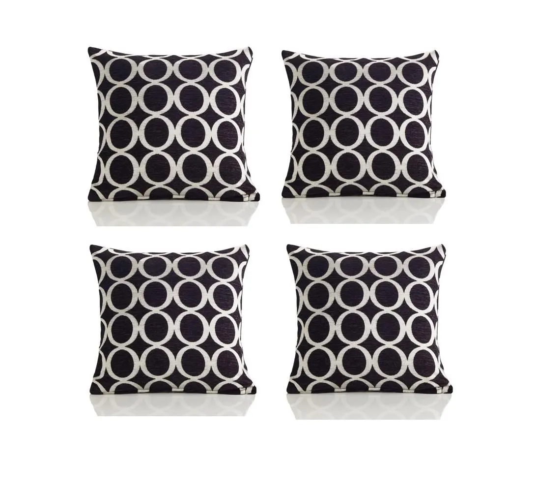 Luxury Living Luxury Chenille Cushion set of 4 in Black