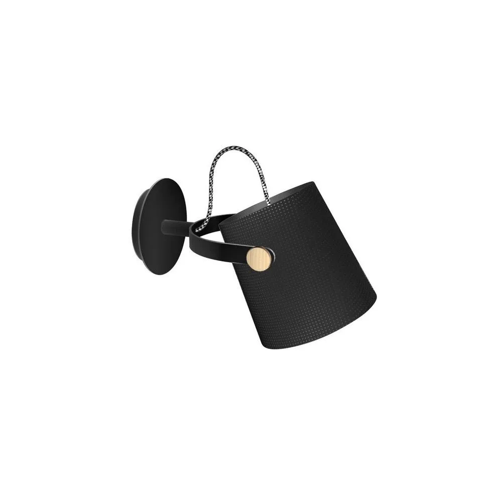 Netlighting Nordica Dome Wall Lamp Black Shade E27 Matt Black Beech Black Shade
