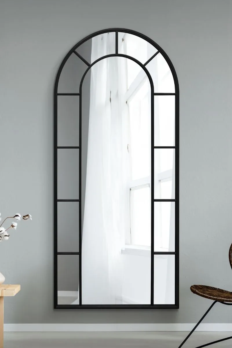 MirrorOutlet Black Framed Arched Leaner/Wall Mirror 75" X 33" (190CM X 85CM) 2
