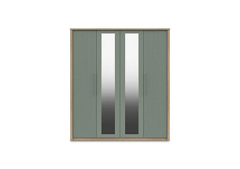 Chelsea 4 Door Wardrobe with 2 Mirror Doors and Silver Handles