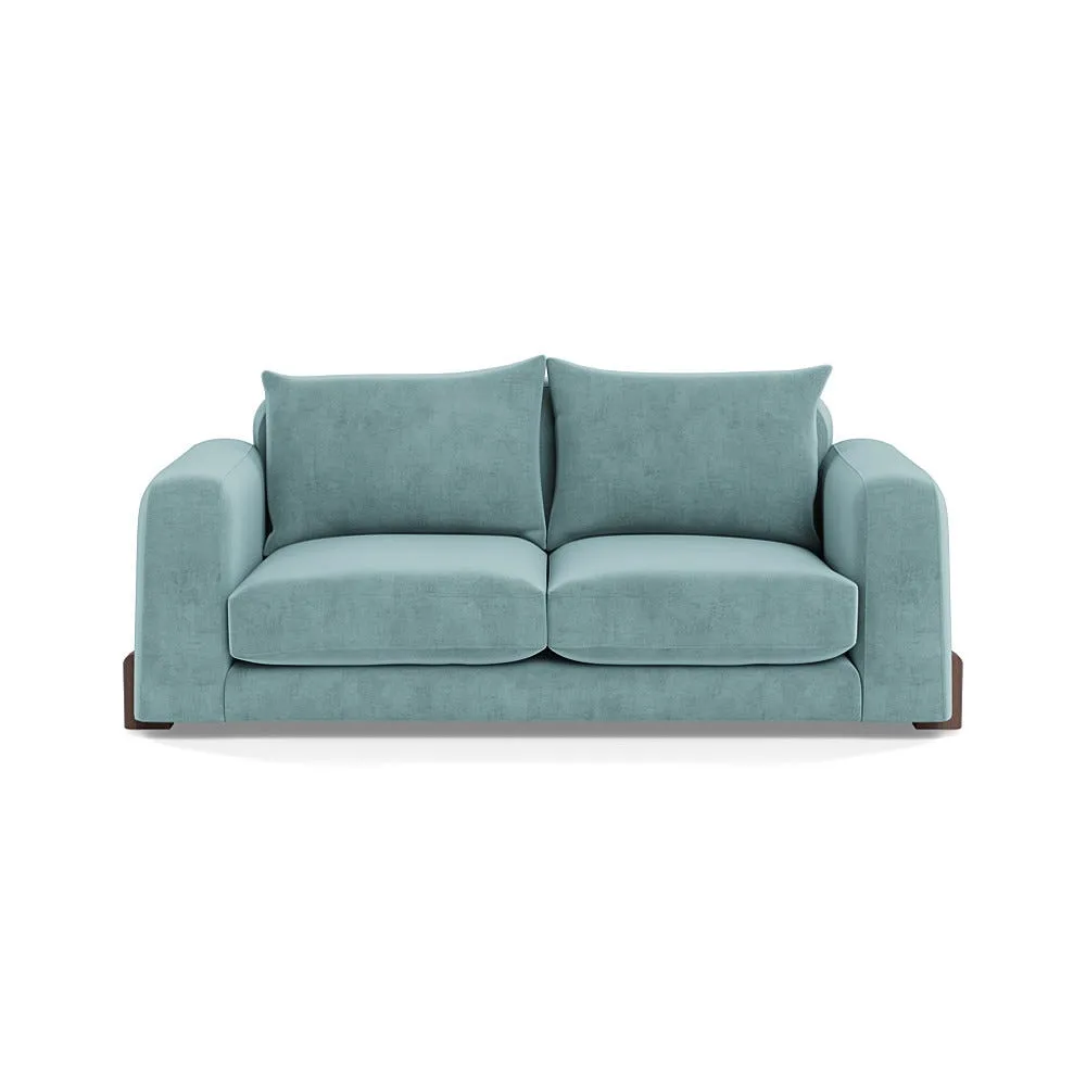 Heal's Nuvola 3 Seater Sofa Smart Luxe Velvet Mineral Blue Walnut Stained Feet 1