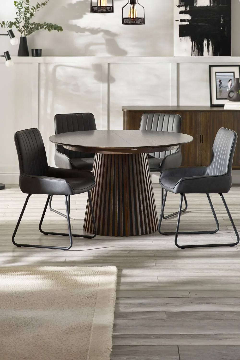 Julian Bowen Arya Round to Oval Extending 4-6 Seater Dining Table in Dark Brown 3