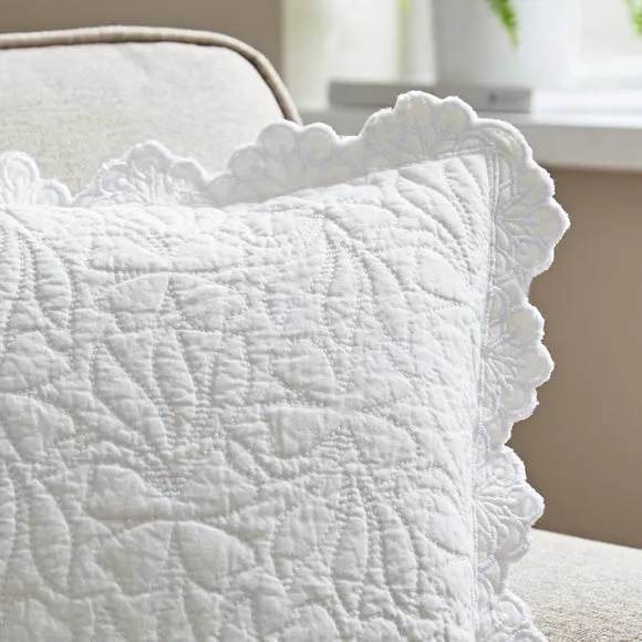 Quilted Embroidered Cotton Cushion Cover 2