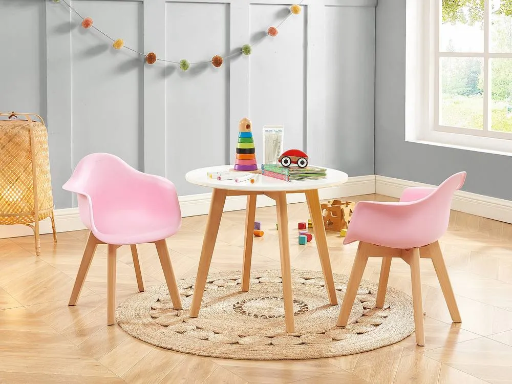 Vente-unique Children's Table In MDF & Beech Wood - White & Natural - LOULOUNE in Light Oak 1