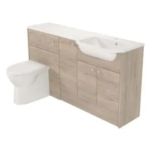 Deccado Benham Pale Oak Fitted Vanity & Toilet Pan Unit Combination with RH Basin - 1500mm 2