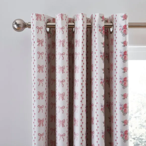 Vintage Floral Cotton Blackout Eyelet Curtains