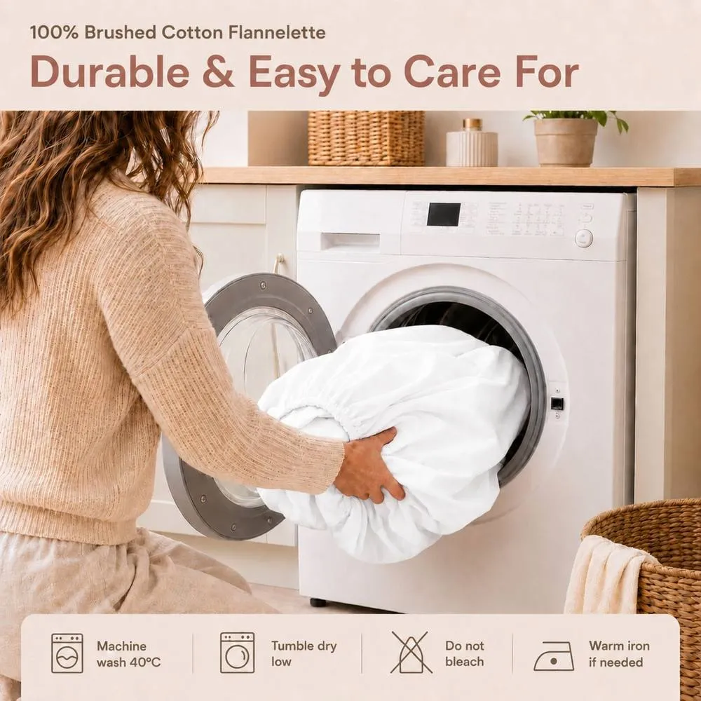 Smart Living 3 Pack 100% Brushed Cotton Fitted Sheets 25cm Deep in White 4