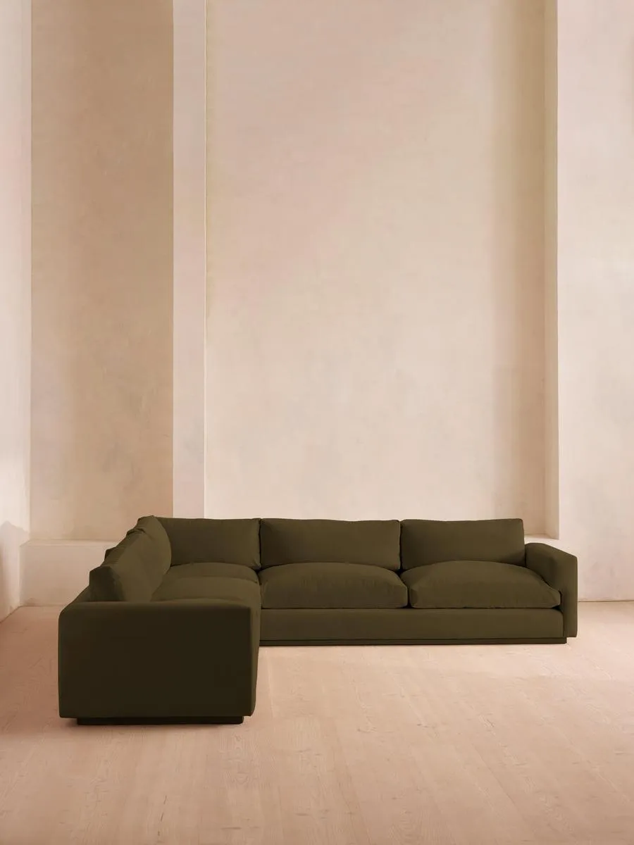 Mossley Corner Sofa, Velvet, Olive
