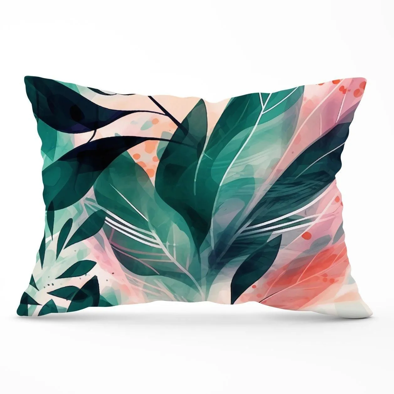 Warren Reed - Designer Green Feather leaves Tropical Cushions