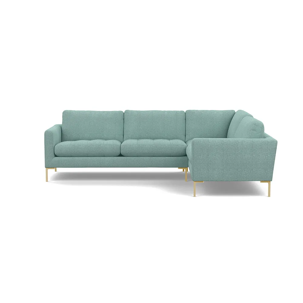 Heal's Eton Right Hand Facing Corner Sofa Tejo Recycled Teal Brass Feet