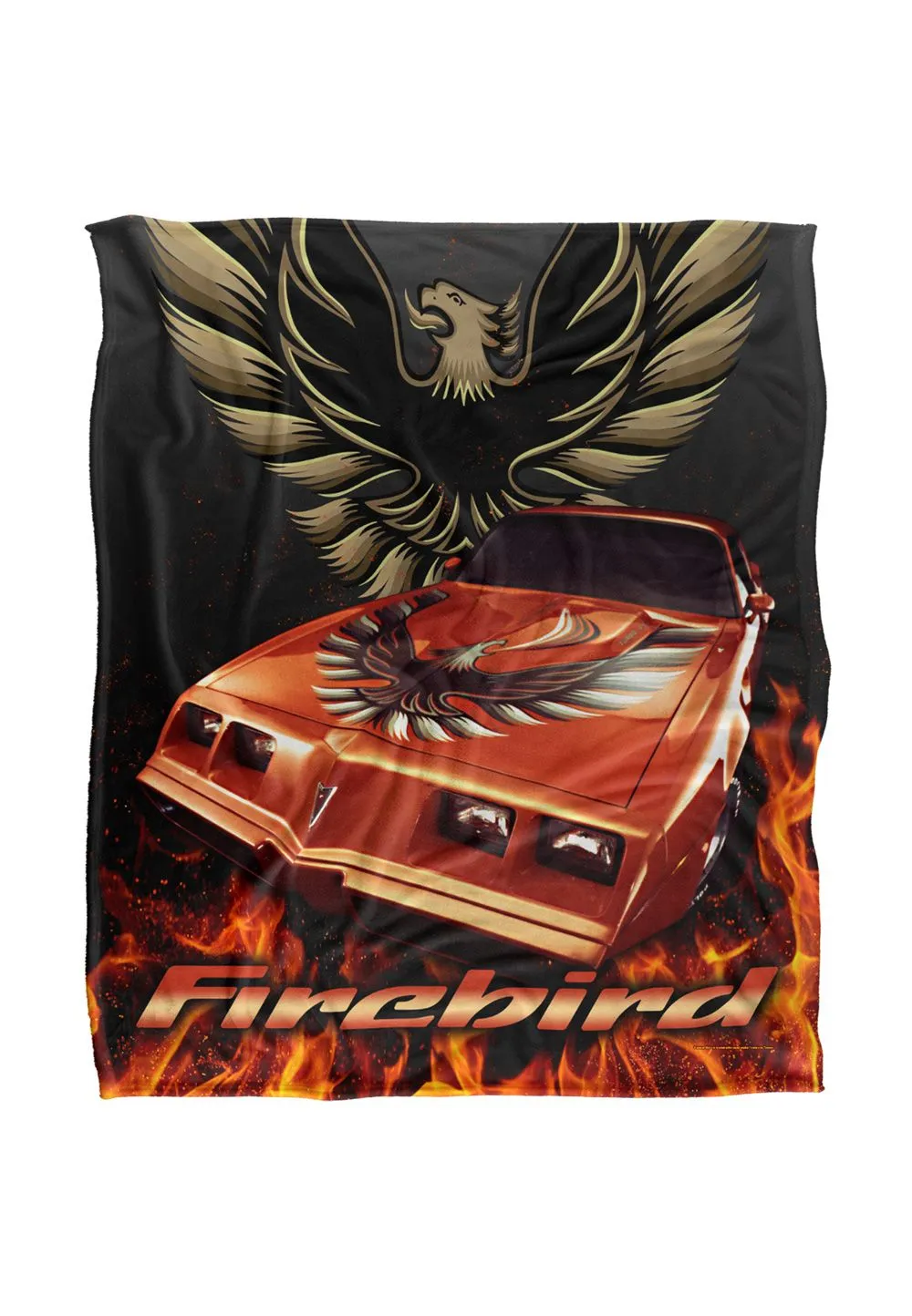 General Motors Pontiac Firebird Flames Silky Touch Super Soft Throw Blanket 152 X 127 cm in White