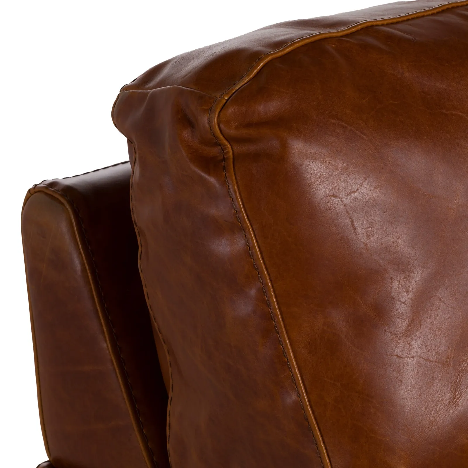 Rendola Loveseat Sofa, Brown Leather | Barker & Stonehouse 4