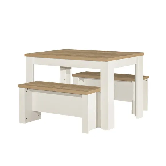 Highgate Dining Table with 2 Benches, Oak Effect 6