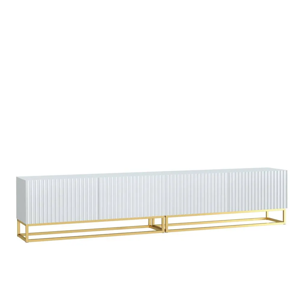 Creative Furniture Ripple Duo TV Unit 200cm - Modern Fluted Design with Push to Open Doors in White 5