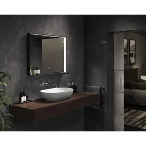 Sensio Hobart Colour Changing Matt Black LED Mirror with QI Charger - 800 x 600mm 2