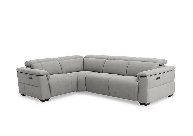 Inca Fabric Double Power Recliner Left Hand Facing Corner Sofa with Power Headrests - Manhattan Stone