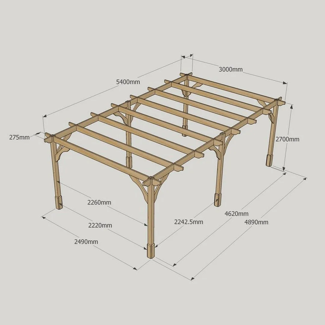 Rutland County Garden Furniture Ltd Premium Pergola 6 Posts - Wood - L300 x W540 x H270 cm - Rustic Brown 4