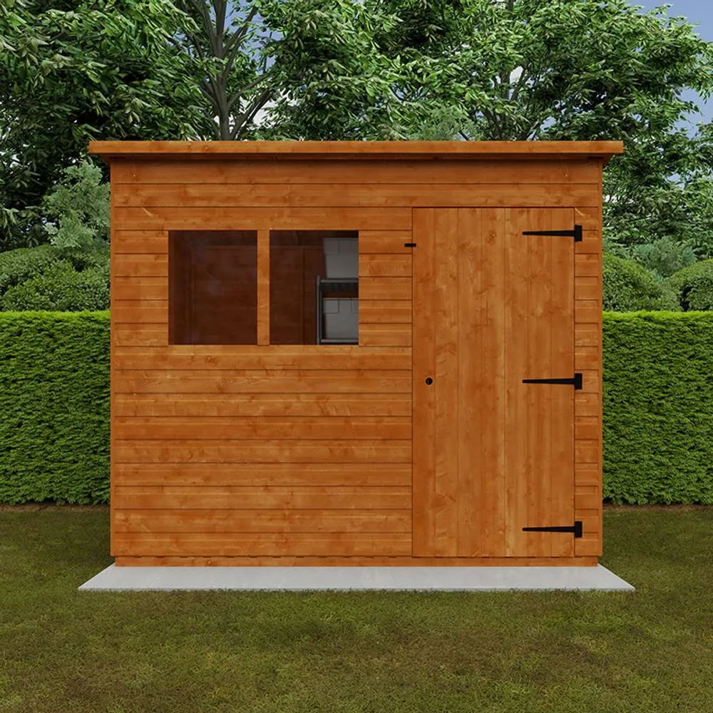 Buttercup Farm 8 x 6 Feet Super Pent 12mm Shed - Solid Wood/Softwood/Pine in Burnt Orange 4