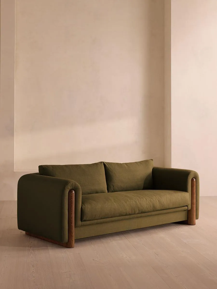 Farrell Three Seater Sofa, Linen, Olive