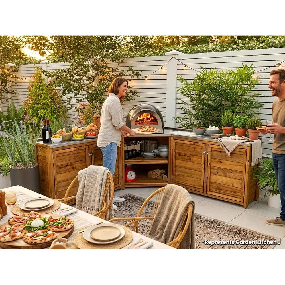 Dunster House Wooden Garden Kitchen Unit J-Configuration W2m x D2m / W7' x D7' in Brown 5