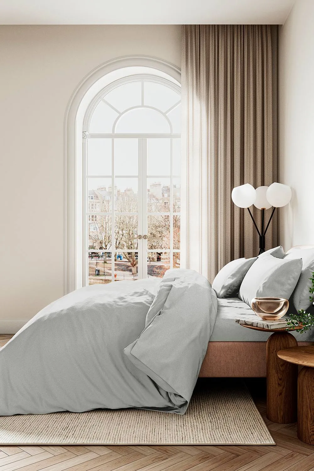 1951 'Luxury 400 Thread Count' Cotton Sateen Fitted Sheet in Silver 2