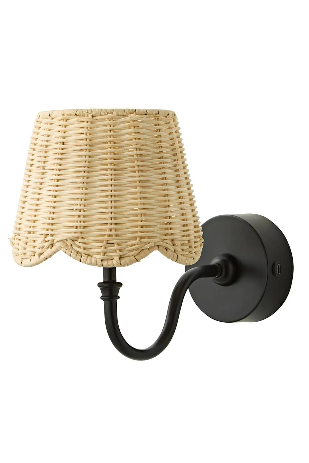 ValueLights Lowe Pair Rattan Taper Shade Metal Portable Rechargeable Wall Light in Black 6