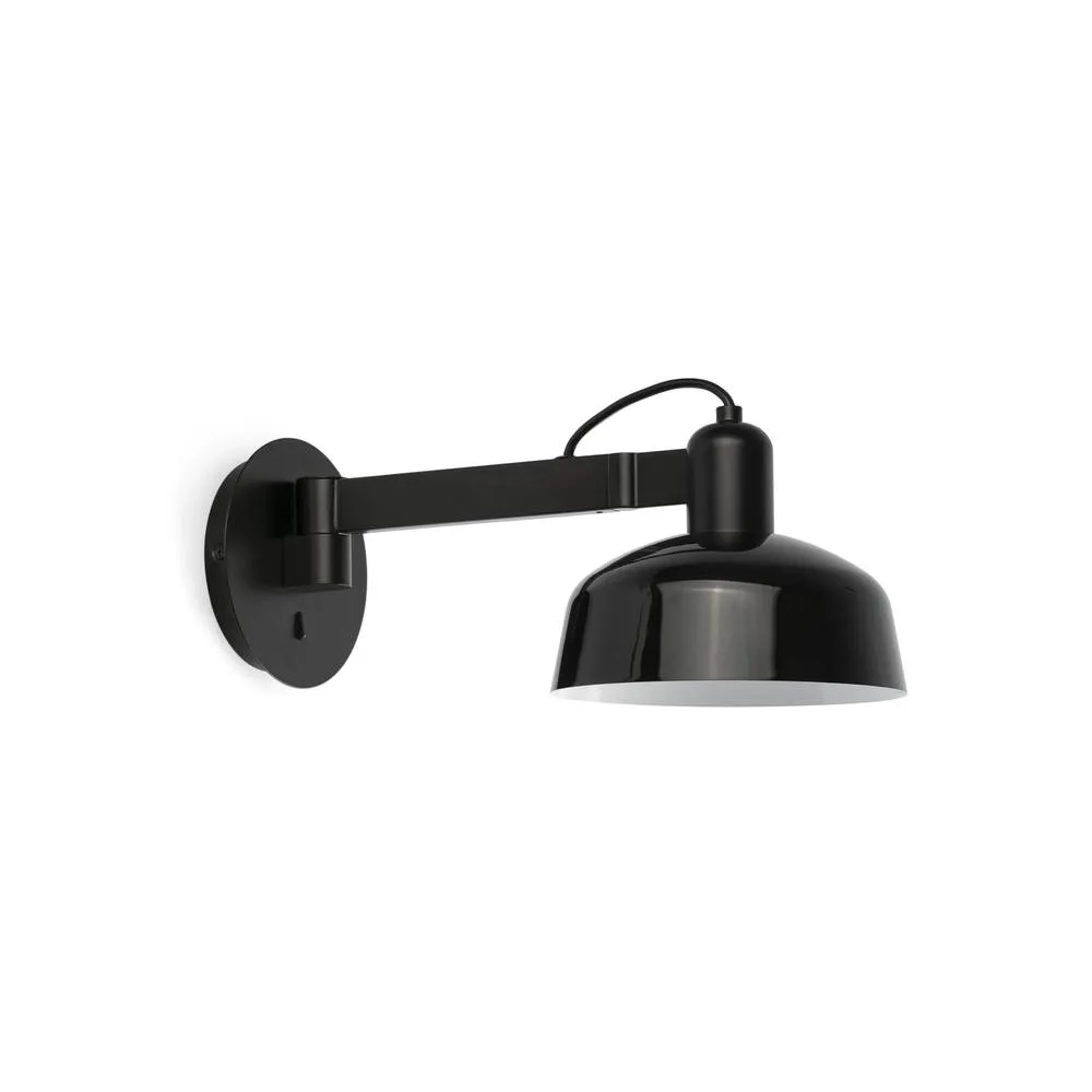 Netlighting Tatawin Arm Dome Wall Lamp Gloss Black 1x E27