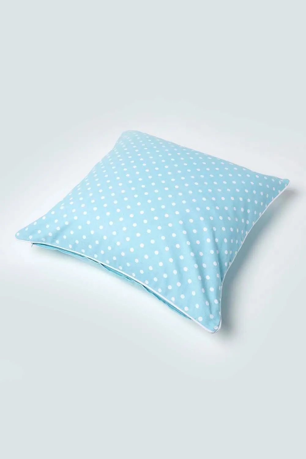 Homescapes Cotton Polka Dots Cushion Cover in Blue 4