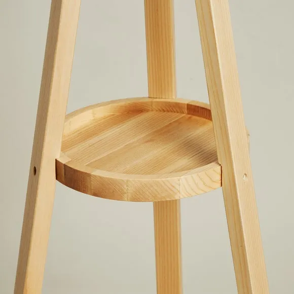 Ash Wood Coat Stand with Shelves 4