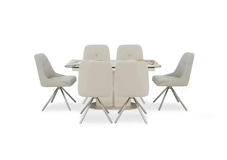 Avorio Small Pop-Up Extending Dining Table and 6 Swivel Chairs
