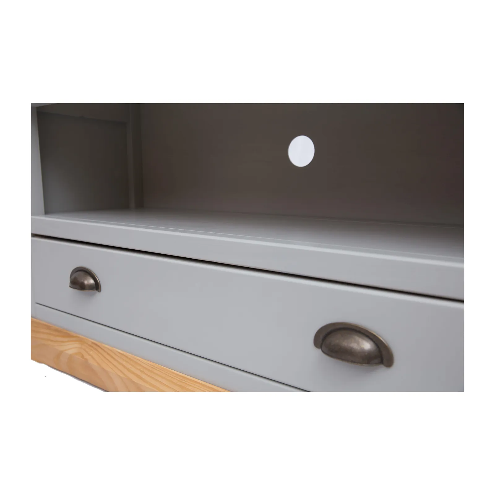 Cabinet Bits Bomporto Light Grey 1 Drawer TV Cabinet Brass Cup Handle 5