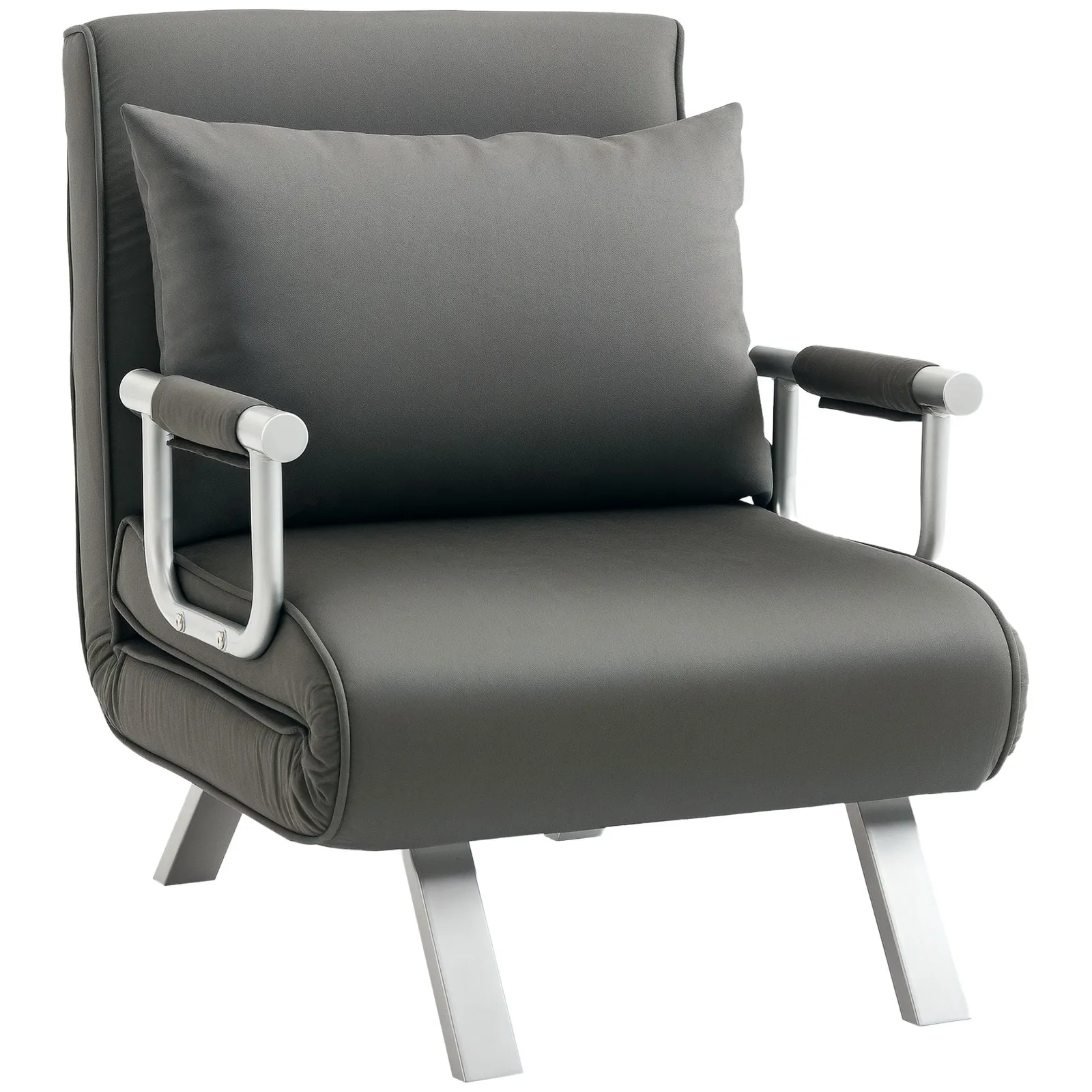 HOMCOM Single Folding 5 Position Convertible Sleeper Chair Bed in Dark Grey 2